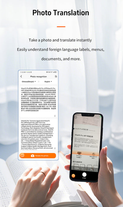 AI-102 Mobile Translation Assistant with Bluetooth 5.4, Real-time Translation, 6-Day Battery Life