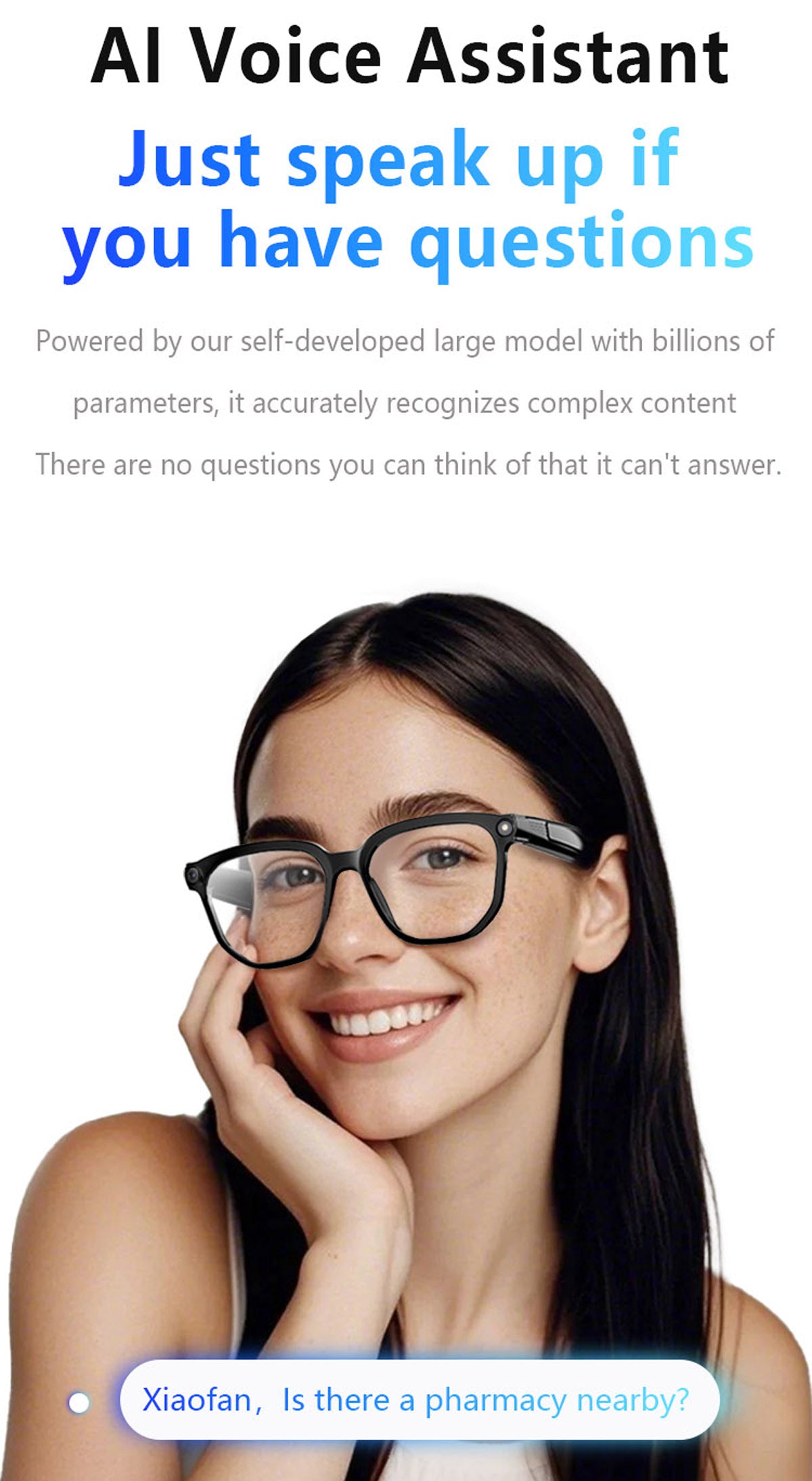 Ai106 Smart Glasses with Bluetooth and AI Translator Voice Control 6MP Camera WIFI Bluetooth Connectivity Touchscreen Real-time Translation