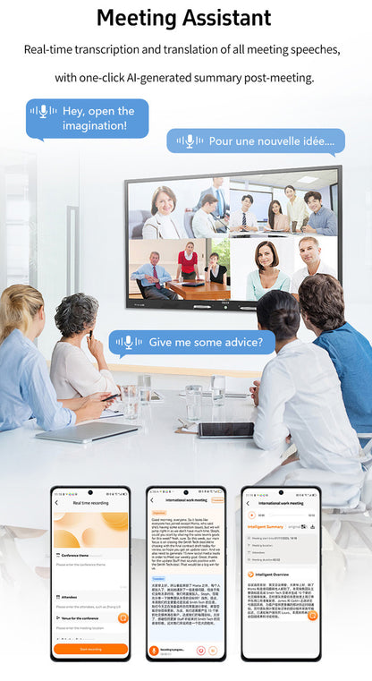 AI-102 Mobile Translation Assistant with Bluetooth 5.4, Real-time Translation, 6-Day Battery Life