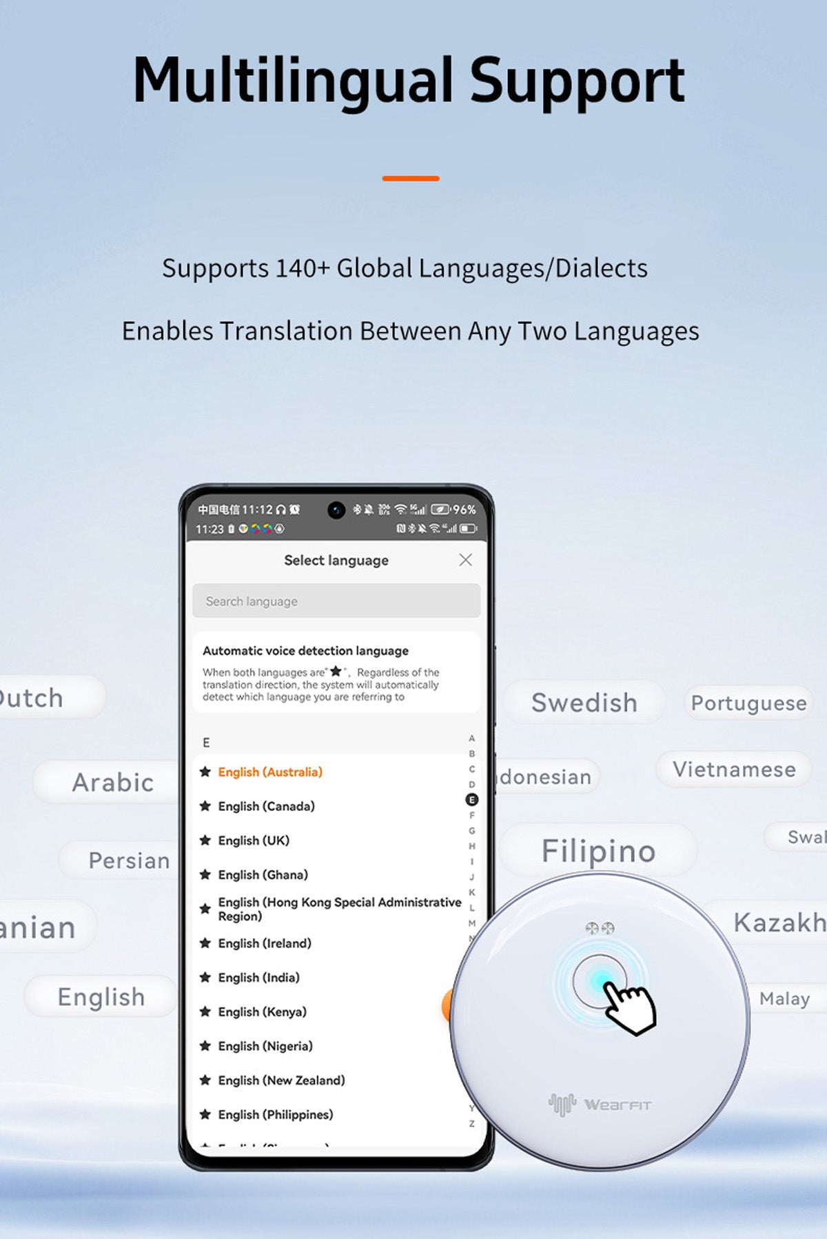 AI-102 Mobile Translation Assistant with Bluetooth 5.4, Real-time Translation, 6-Day Battery Life