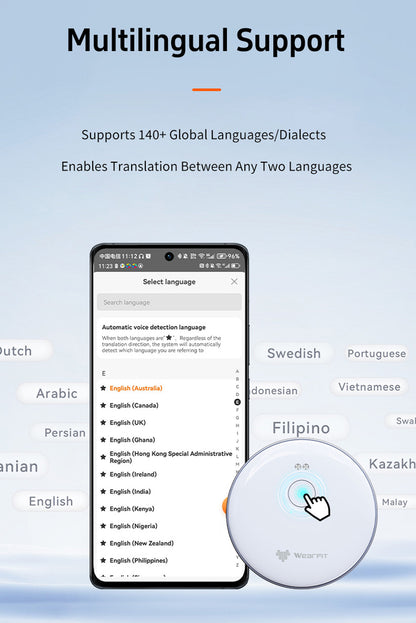 AI-102 Mobile Translation Assistant with Bluetooth 5.4, Real-time Translation, 6-Day Battery Life
