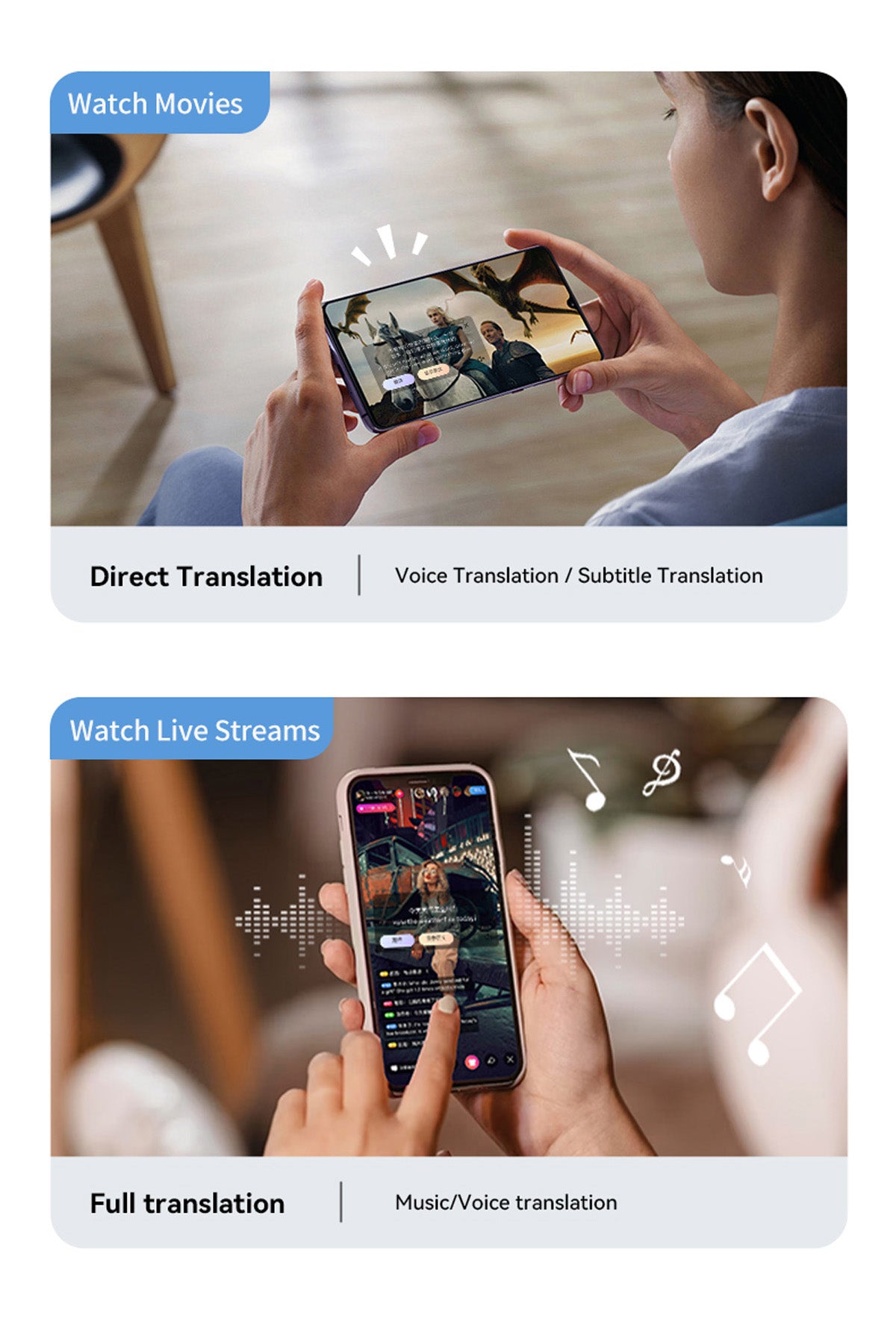 AI-102 Mobile Translation Assistant with Bluetooth 5.4, Real-time Translation, 6-Day Battery Life